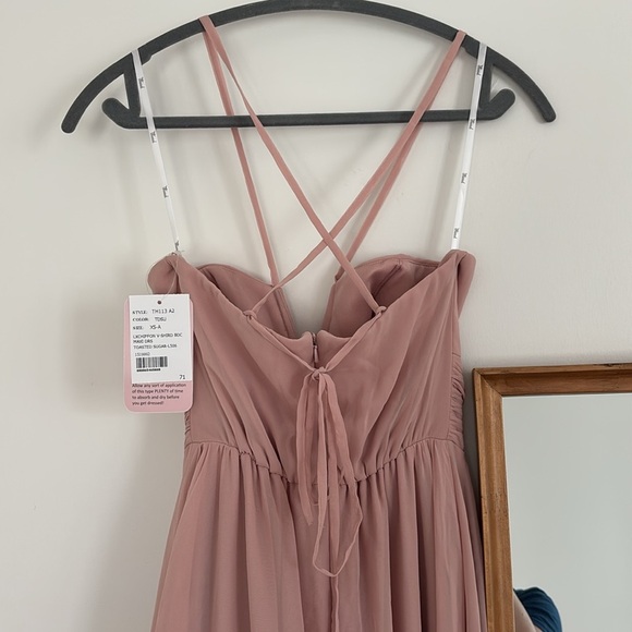 NWT Dessy Collection plunging v neck rose pink mauve long formal maxi dress - Picture 6 of 9